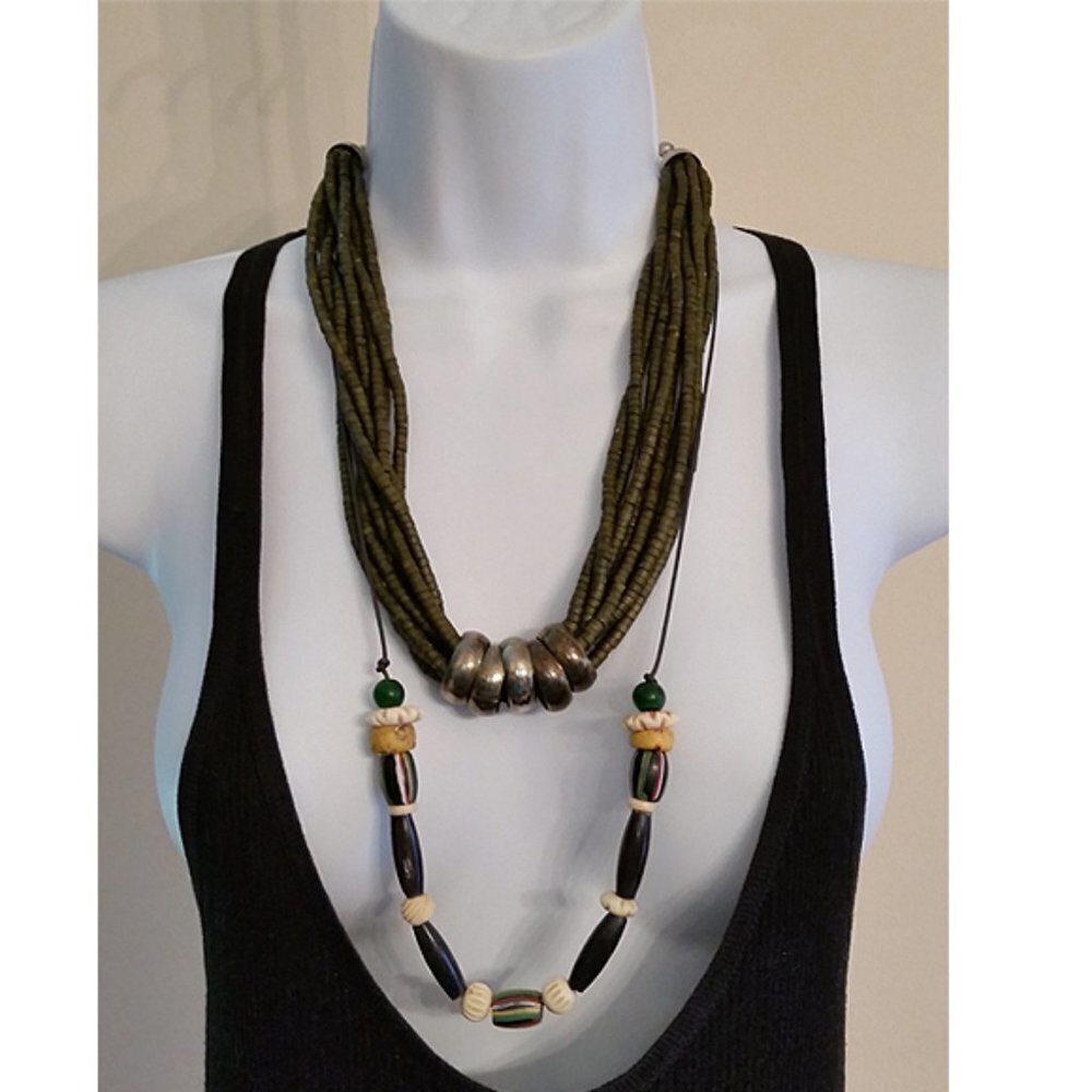 Curated bundle boho chic vintage artisan rustic style necklaces chaotic chic